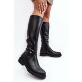 Kesi Women's Flat Insulated Over-the-Knee Shoes - Black Saraseini Cene