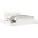 vidaXL Posteljni okvir s predali bel 140x190 cm trdna borovina Cene