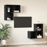 vidaXL Set TV omar 4 pcs Črni hrast 37 x 37 x 72 cm Konstruiran les | Shoptok.si