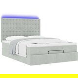  Otomanski posteljni okvir z vzmetnicami siv 140x190cm žamet | Shoptok.si