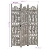 Sobna pregrada s 3 panela siva 120 x 165 cm masivno drvo manga | shoptok.hr