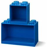 Lego Komplet 2 otroških modrih stenskih polic LEGO® Brick