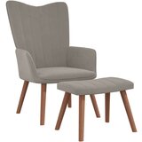  Stol za sproščanje s stolčkom svetlo siv žamet, (20957786) | Shoptok.si