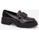 Boto Patent Leather Women's Loafers Moccasins With Decorative Clasp Black Luvianne | Shoptok.si