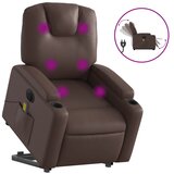  Električni masažni naslonjač na podizanje od umjetne kože smeđi | shoptok.hr