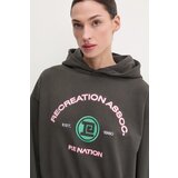 P.E Nation Bombažen pulover Cresent ženski, siva barva, s kapuco, 244H382 | Shoptok.si