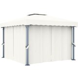 vidaXL Paviljon z zaveso 3x3 m kremno bel aluminij Cene