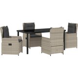 vidaXL 5-delni vrtni jedilni set svetlo sivi poli ratan, vrtna miza črna 160x80x73 cm kaljeno steklo | Shoptok.si