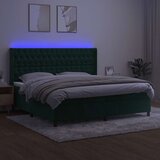 Krevet box spring s madracem LED tamnozeleni 200x200 cm baršun - Tamnozelena 200 x 200 cm Dizajn s gumbima | shoptok.hr