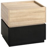 Nesta Nočna omarica, črna+naravni les, s predalom, zložljiva omarica iz iverne plošče, 50×40×47,5 cm, za spalnico, (5000493252) Cene