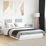  Okvir kreveta s uzglavljem i LED svjetlima bijeli 150 x 200 cm | shoptok.hr