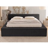 Ropez Črna oblazinjena zakonska postelja s prostorom za shranjevanje z letvenim dnom 200x200 cm Cloe – | Shoptok.si