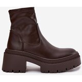 Boto Women's Boots On Thick Heel And Platform Eco Leather Brown Elvianne | shoptok.hr