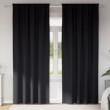 vidaXL Zavese z zavesami 2 pcs Črna 260 x 140 cm Poliester | Shoptok.si