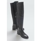 LuviShoes 1177 Black Leather Women's Boots Cene