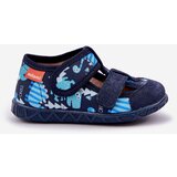Boto Slippers Milami Children With Velcro In Dinosaur Print Navy Blue Reathiana | shoptok.hr