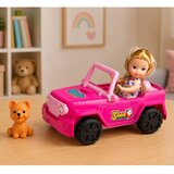 Mini Doll in a Cabriolet Off-Road Vehicle Set with a Dog Figurine | Shoptok.si