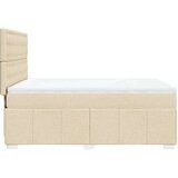 vidaXL Box spring postelja z vzmetnico krem 160x200 cm blago | Shoptok.si