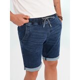 Ombre Men's denim shorts with rolled up leg - dark blue | shoptok.hr