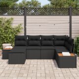 vidaXL 6-dijelni set vrtnog kauča s jastučićima crni poliratan akacija | shoptok.hr