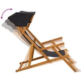  Ležaljka 3 Pozicija Čvrsto drvo eukaliptusa Crna | shoptok.hr