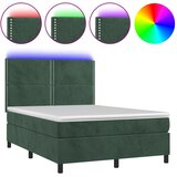  The Living Store Box spring postelja z vzmetnico LED tem. zelena 140x190cm žamet - Box Spring Postelja, (21491341) | Shoptok.si