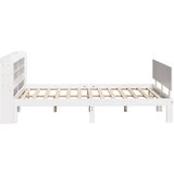 vidaXL Posteljni okvir z vzglavjem bel 140x200 cm trdna borovina | Shoptok.si