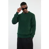 Trendyol Emerald Green Regular Crew Neck Textured Knitwear Sweater