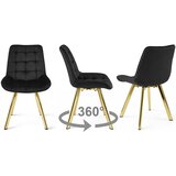  Okretna stolica SORIA 360, crni baršun, zlatne metalne noge, set 2 kom | shoptok.hr