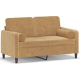  The Living Store Kavč dvosed z okrasnimi blazinami rjav 120 cm žamet - Dvosed, (21455687) | Shoptok.si