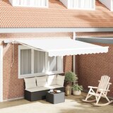 vidaXL Ročna retraktibilna tenda z LED belimi 300x250 cm, Fabric za nadomestitev tende za okvir 3x2.5 m bela Cene