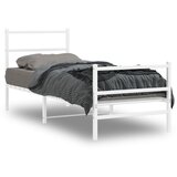 Maison Chic Kovinski Posteljni okvir - Enojna postelja - Postelja za odrasle z vzglavjem in vznožjem bel 75x190 cm, (21696305) | Shoptok.si