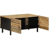 vidaXL Kava miza črna 80x50x40 cm Masivni neobdelan les Mango | Shoptok.si
