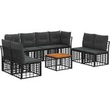  Set vanjskih sofa 9 pcs Crna i tamno siva Poliester - Crna sa stolom | shoptok.hr