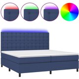  Krevet box spring s madracem LED plavi 200x200 cm od tkanine | shoptok.hr