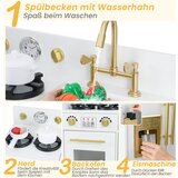  Dječji kuhinjski set za igru ​​​​sa sudoperom i ledomatom i sudoperom, drveni kuhinjski set igračaka, bijeli | shoptok.hr