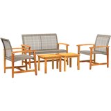 Maison Chic Seti vrtnega pohištva - Vrtna garnitura - Vrtni pohištvo set 5-delna siv poli ratan in akacijev les, (21819188) | Shoptok.si