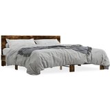 Furnova Posteljni okvir dimljeni hrast 200x200 cm inž. les in kovina, (21935175) | Shoptok.si