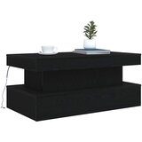 Klub stolić s LED svjetlima crni hrast 90x50x40 cm | Shoptok.si