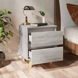  Noćni ormarići s drvenim nogama 2 kom sivi hrast 40x30x50 cm | Eponuda.com