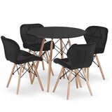 BOLZZ torino Okrugli Sto 80 cm Crni + FERRA trpezarijske Stolice set 4 komada, Crni