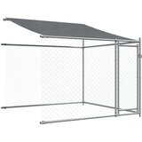  Pasji boks s streho in vrati siv 4x2x2 m pocinkano jeklo | Shoptok.si