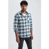 DEFACTO Modern Fit Plaid Long Sleeve Shirt