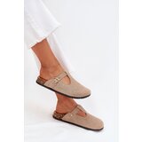 Boto Women's Slides With Gold Buckle Beige Lirina | shoptok.hr