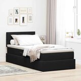  Krevet s prostorom za pohranu s LED-om Crna 90 x 200 cm Baršun | shoptok.hr