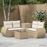  Set sofe 6 kom. Smeđa i crvena Poli Rattan i čelik | shoptok.hr