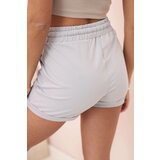 Kesi Women's cotton shorts with an elastic band and tie at the waist gray melange | shoptok.hr