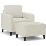  Fotelja s tabureom krem 60 cm baršunasta | Eponuda.com