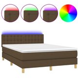  Krevet box spring s madracem LED tamnosmeđi 140x190 cm tkanina | shoptok.hr