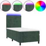  The Living Store Box spring postelja z vzmetnico LED tem. zelena 90x190 cm žamet - Box Spring Postelja, (21444482) | Shoptok.si
